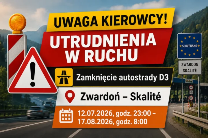 Zamknięcie autostrady D3 na granicy ze Słowacją – utrudnienia