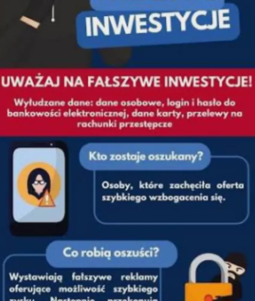 Oszustwa inwestycyjne w Tychach – policja ostrzega przed złodziejami